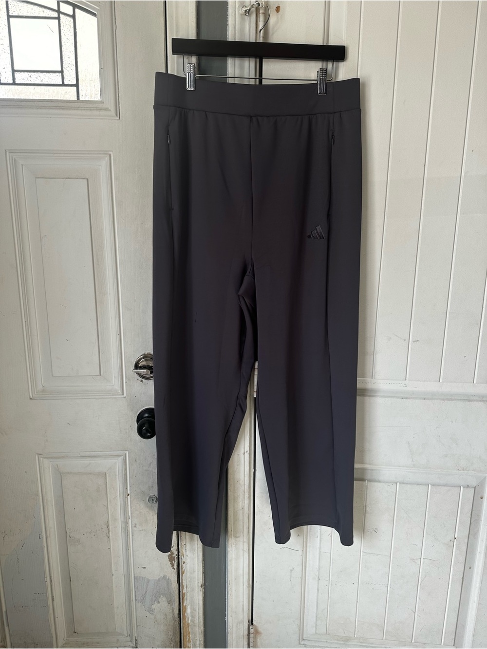 Adidas Shadow Violet High-Waisted Wide-Leg Athletic Pants - XL